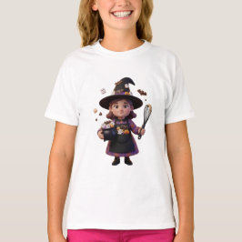 Cute 3D Halloween Baker Witch Kids Tシャツ