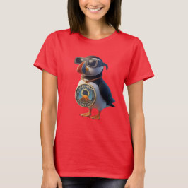 Cute 3D Iceland Puffin Total Solar Eclipse 2026 Tシャツ
