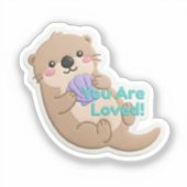 Cute 3D Otter "You Are Loved" Digital Sticker シール (正面)