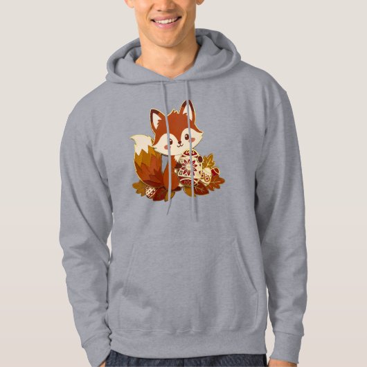 Cute 3D Paper Cut Fox with Ornate Gold Detail East パーカ (正面)