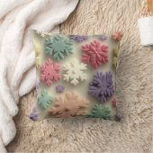 Cute 3D Pastel Snowflake Floral Throw Pillow クッション (ブランケット)
