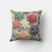 Cute 3D Pastel Snowflake Floral Throw Pillow クッション (裏面)