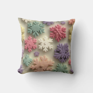 Cute 3D Pastel Snowflake Floral Throw Pillow クッション