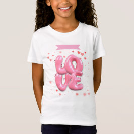 Cute 3D Pink Bubble Letter LOVE Typography Tシャツ