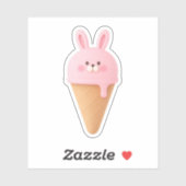 Cute 3D Pink Bunny Ice Cream Cone Sticker シール (シート)