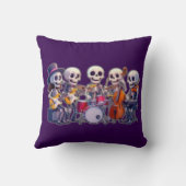 Cute 3D Skeleton Music Band – Adorable Cartoon Con クッション (裏面)