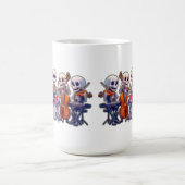 Cute 3D Skeleton Music Band – Adorable Cartoon Con コーヒーマグカップ (中央)