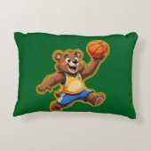 Cute 3D Teddy Bear Playing Basketball – Adorable S アクセントクッション (裏面)