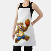 Cute 3D Teddy Bear Playing Basketball – Adorable S エプロン (インサイチュ)