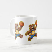 Cute 3D Teddy Bear Playing Basketball – Adorable S コーヒーマグカップ (正面左)