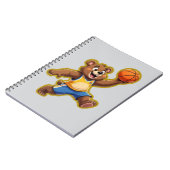 Cute 3D Teddy Bear Playing Basketball – Adorable S ノートブック (左側)