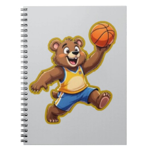 Cute 3D Teddy Bear Playing Basketball – Adorable S ノートブック (正面)
