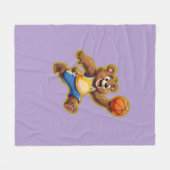 Cute 3D Teddy Bear Playing Basketball – Adorable S フリースブランケット (正面(横))