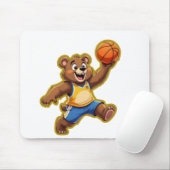 Cute 3D Teddy Bear Playing Basketball – Adorable S マウスパッド (マウス)