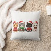 Cute 4 Christmas Cats - Holiday Cats Design クッション (ブランケット)