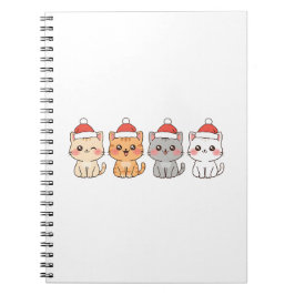 Cute 4 Kawaii Cats Christmas Design – Holiday Pet ノートブック