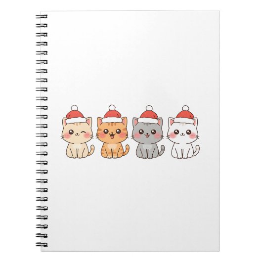 Cute 4 Kawaii Cats Christmas Design – Holiday Pet  ノートブック (正面)
