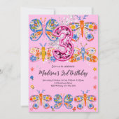 Cute 4th Birthday Butterfly 招待状 (正面)