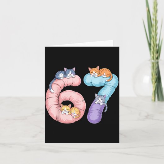 Cute 67 Cat Meme Design  カード (正面)