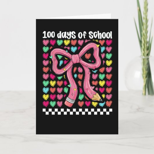 Cute 67 Days Of School Pencil Bow Classroom Theme カード (正面)