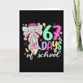 Cute 67 Days Of School Pencil Bow Classroom Theme カード (正面)