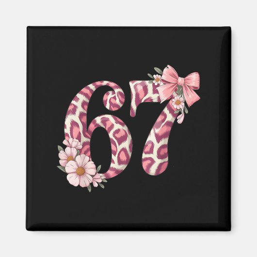 Cute 67 Meme Nk Bow Leopard Floral For Girl Women  マグネット (正面)