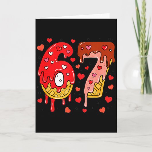 Cute 67 Sweet Treat Hearts Fun Design For Kids Tee カード (正面)