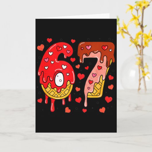 Cute 67 Sweet Treat Hearts Fun Design For Kids Tee カード (黄色い花)