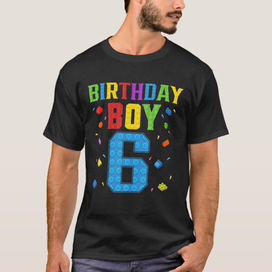 Cute 6Th Birthday Gift 6 Years Old Block Building Tシャツ (正面)