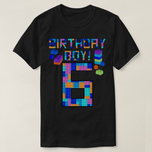 Cute 6th Birthday Gift 6 Years Old Block Building  Tシャツ (デザイン正面)