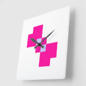 Cute 8ビットピクセルボウ スクエア壁時計 (傾斜)