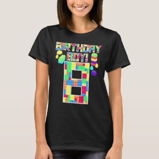 Cute 8th Birthday  8 Years Old Block Building Boys Tシャツ