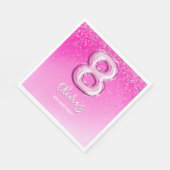 Cute 8th Birthday Girl Pink Number Balloon スタンダードランチョンナプキン (角)