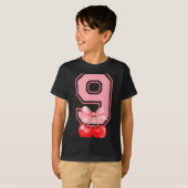 Cute 9th Birthday Girl Nk Cherry Coquette Bow 9 Ye Tシャツ (正面フル)