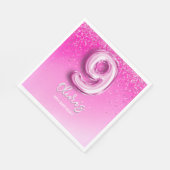 Cute 9th Birthday Girl Pink Number Balloon スタンダードランチョンナプキン (角)