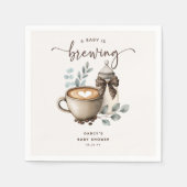 Cute 'a Baby is Brewing' Coffee Baby Shower スタンダードカクテルナプキン (正面)