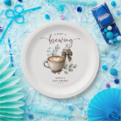 Cute 'a Baby is Brewing' Coffee Baby Shower ペーパープレート (パーティー)