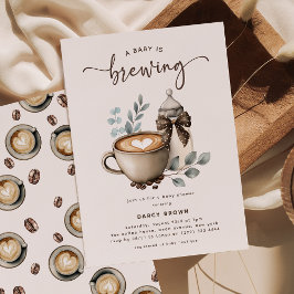 Cute 'a Baby is Brewing' Coffee Baby Shower 招待状