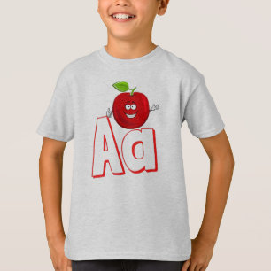 Cute A For Apple – 子供たち英語アルファベット Tシャツ