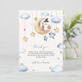 Cute A Little Boo Moon Stars Baby Shower  サンキューカード (スタンド正面)