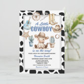 Cute A Little Cowboy Baby Shower Western Party 招待状 (スタンド正面)