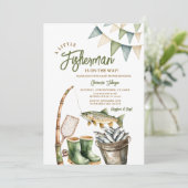 Cute A Little Fisherman Is On The Way Baby Shower 招待状 (スタンド正面)