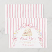 Cute A little lamb baby shower Pink Bow Gingham サンキューカード (正面/裏面)