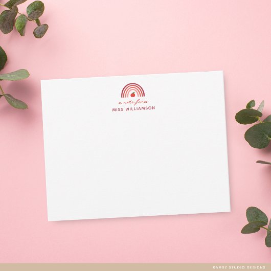 Cute A Note From Teacher Name Note ノートカード