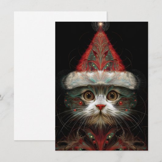 Cute Abstract Cat Christmas Cards シーズンカード (正面/裏面)