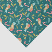 Cute Abstract Christmas Bird w/ Candy Cane Pattern 薄葉紙 (詳細)