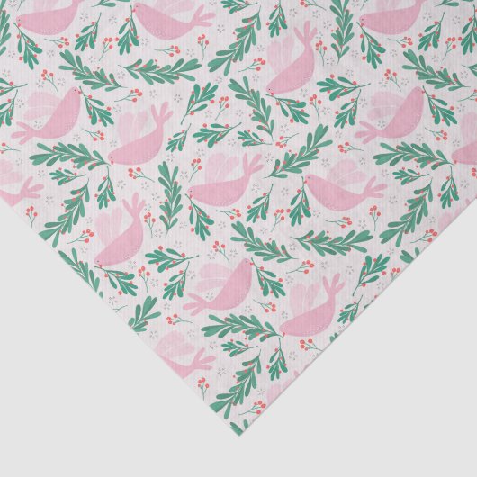 Cute Abstract Pink Christmas Peace Dove Pattern 薄葉紙 (詳細)