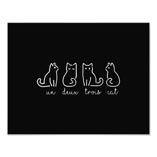 Cute Abstract Un Deux Trois Cat French Kitty フォトプリント (正面)