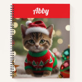 Cute Abyssinian Cat Christmas Personalized  ノートブック (正面)
