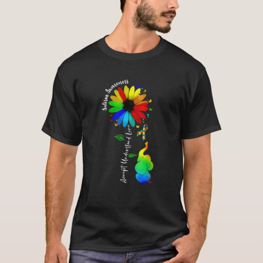 Cute Accept Understand Love Autism Awareness Sunfl Tシャツ (正面)